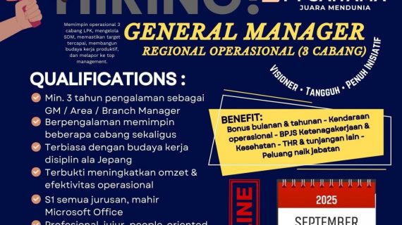 Tertarik Jadi Manager PT Saitama? Isi Lowongan General Manager Ini Sekarang Juga!